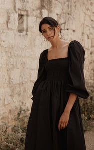 Clémence Noir Midi Dress